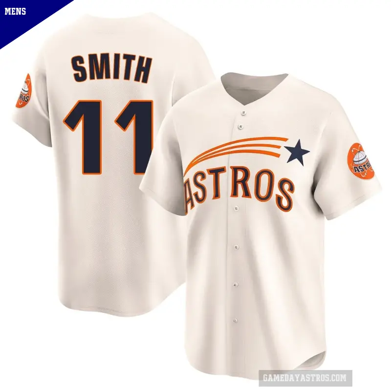 Men's No.11 Cam Smith Houston Astros Cream Limited Throwback Cooperstown Collection Jersey