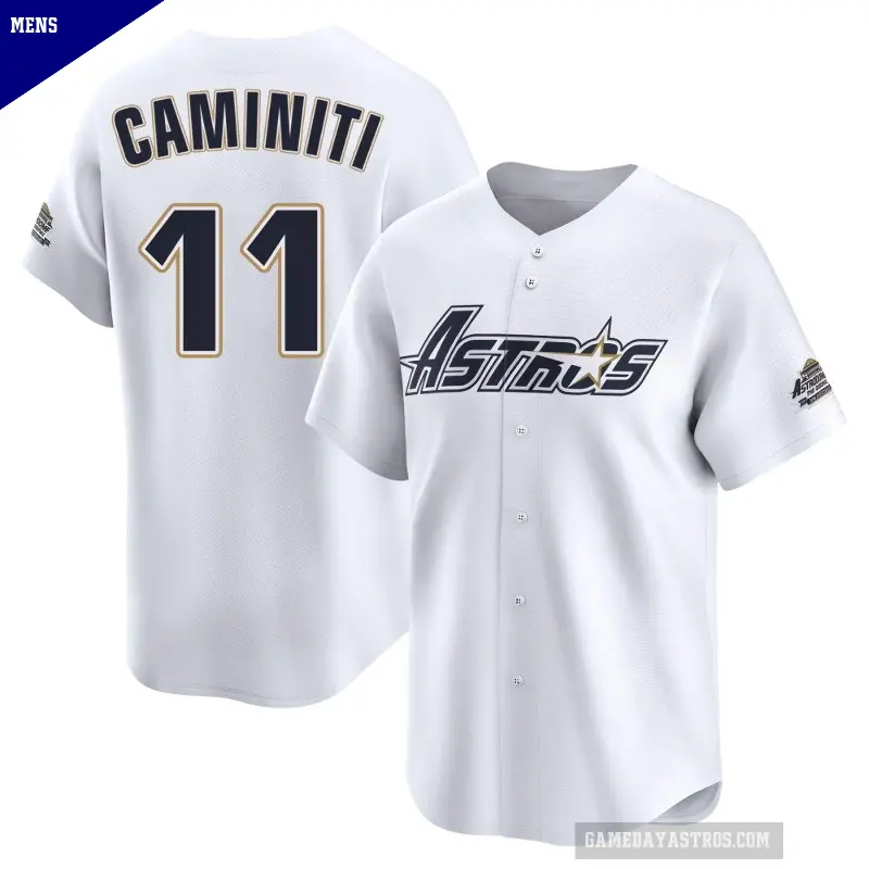 Men's No.11 Ken Caminiti Houston Astros White Limited Throwback Cooperstown Collection Jersey
