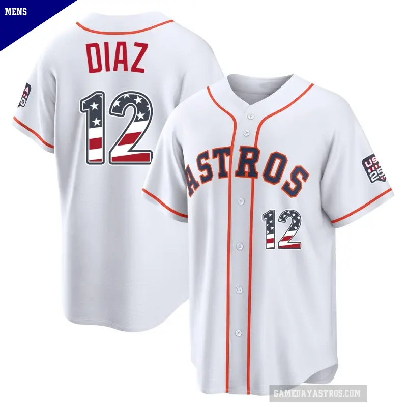 Men's No.12 Aledmys Diaz Houston Astros White Limited USA 250 Fourth Of July Home Stadium Jersey