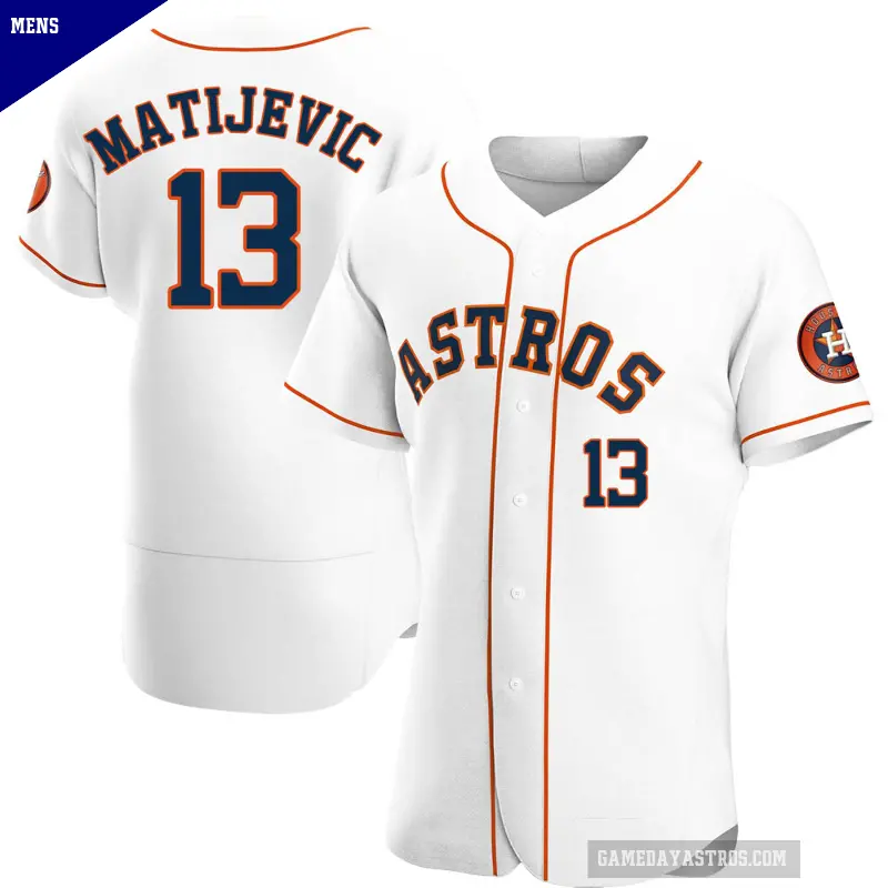 Men's No.13 J.J. Matijevic Houston Astros White Authentic Home Jersey