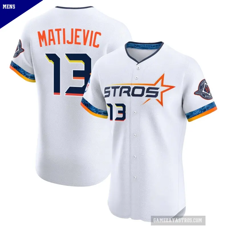 Men's No.13 J.J. Matijevic Houston Astros White Elite 2025 City Connect Jersey