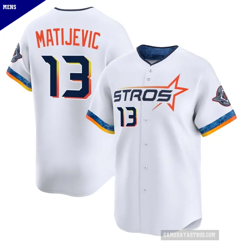 Men's No.13 J.J. Matijevic Houston Astros White Limited 2025 City Connect Jersey