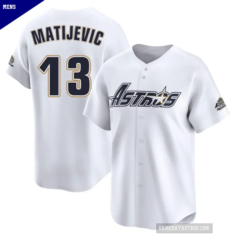 Men's No.13 J.J. Matijevic Houston Astros White Limited Throwback Cooperstown Collection Jersey