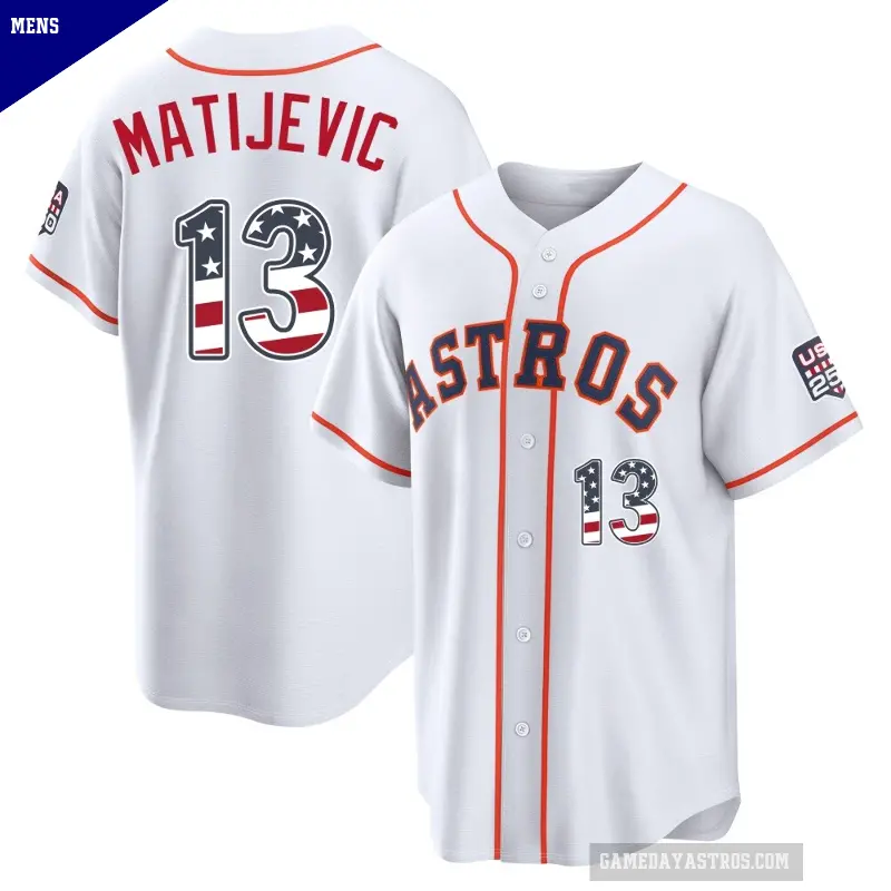 Men's No.13 J.J. Matijevic Houston Astros White Limited USA 250 Fourth Of July Home Stadium Jersey