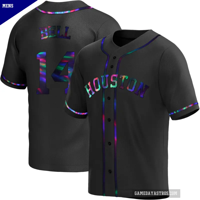 Men's No.14 Derek Bell Houston Astros Black Replica Holographic Alternate Jersey