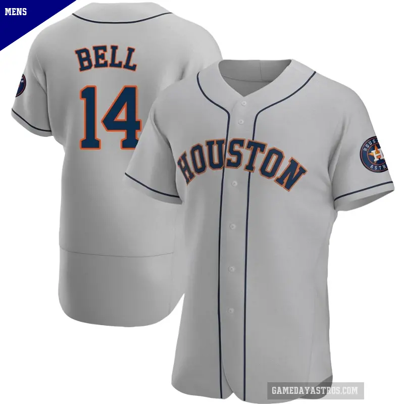 Men's No.14 Derek Bell Houston Astros Gray Authentic Road Jersey