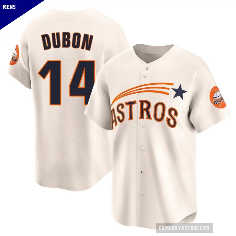 Men's No.14 Mauricio Dubon Houston Astros Cream Limited Throwback Cooperstown Collection Jersey