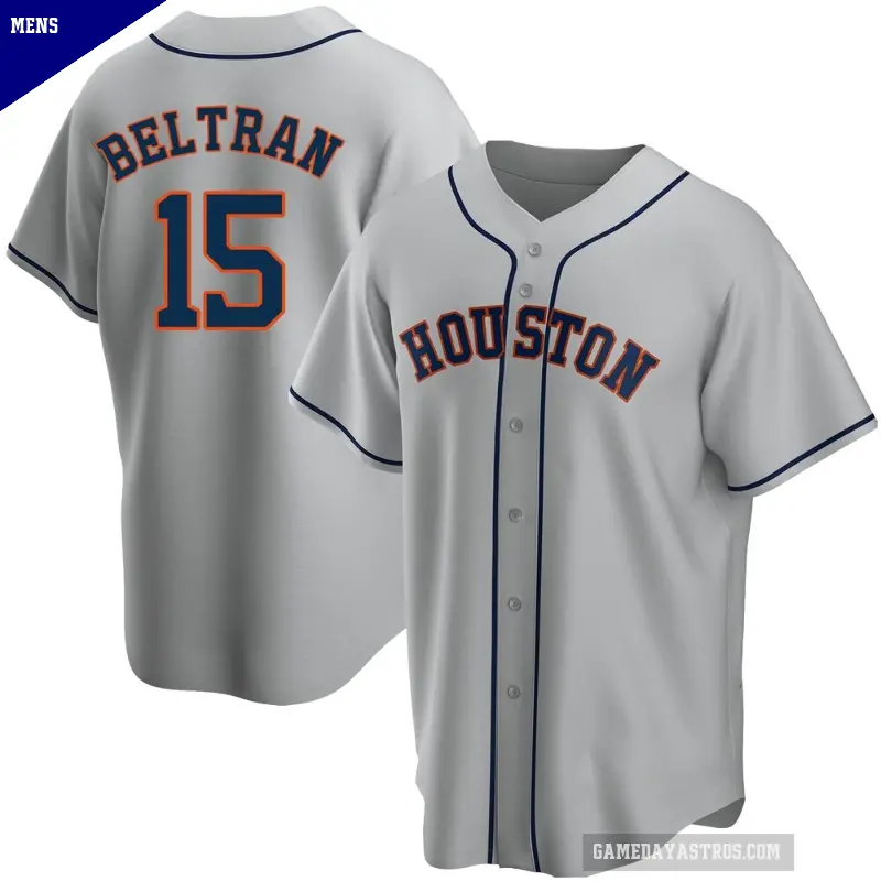 Men's No.15 Carlos Beltran Houston Astros Gray Replica Road Jersey