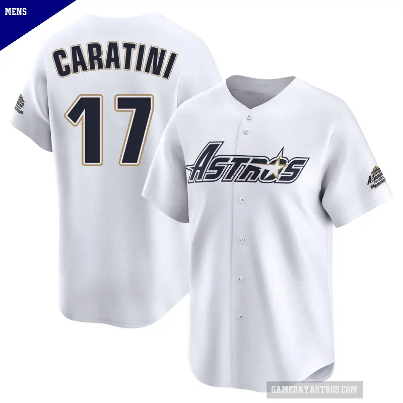 Men's No.17 Victor Caratini Houston Astros White Limited Throwback Cooperstown Collection Jersey