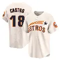Men's No.18 Jason Castro Houston Astros Cream Limited Throwback Cooperstown Collection Jersey
