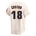 Men's No.18 Jason Castro Houston Astros Cream Limited Throwback Cooperstown Collection Jersey