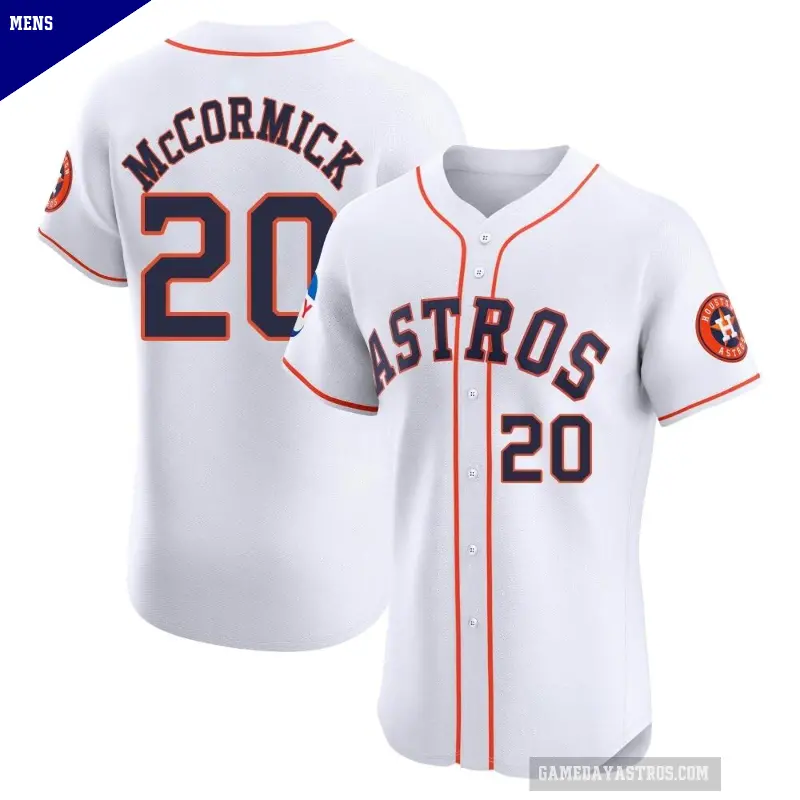 Men's No.20 Chas McCormick Houston Astros White Elite Home Patch Jersey