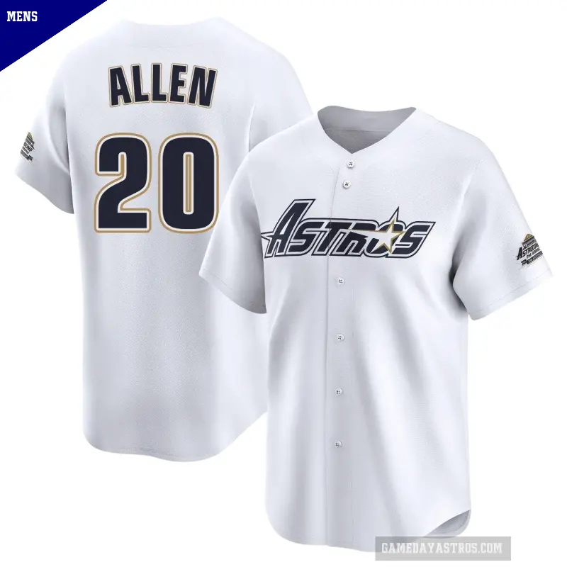 Men's No.20 Nick Allen Houston Astros White Limited Throwback Cooperstown Collection Jersey