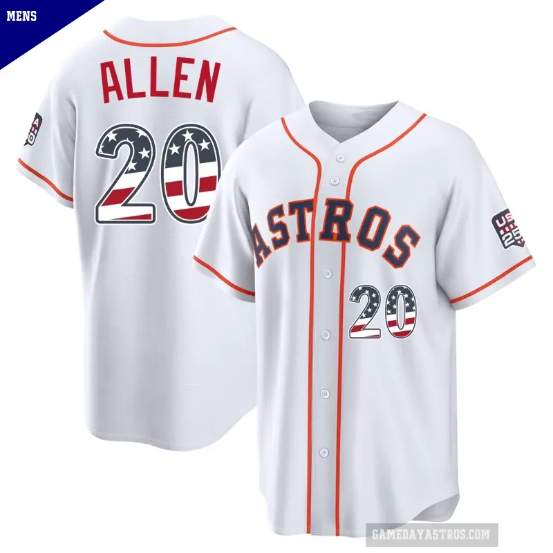 Men's No.20 Nick Allen Houston Astros White Limited USA 250 Fourth Of July Home Stadium Jersey