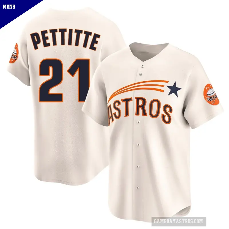 Men's No.21 Andy Pettitte Houston Astros Cream Limited Throwback Cooperstown Collection Jersey