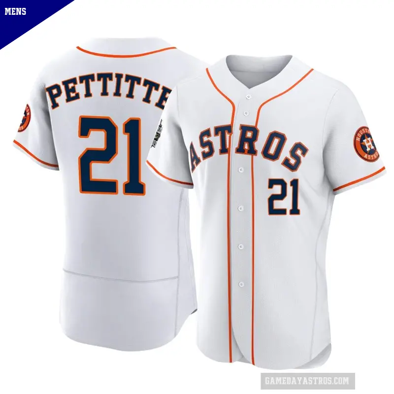 Men's No.21 Andy Pettitte Houston Astros White Authentic 2022 World Series Home Jersey