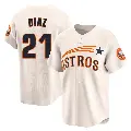 Men's No.21 Yainer Diaz Houston Astros Cream Limited Throwback Cooperstown Collection Jersey