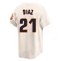 Men's No.21 Yainer Diaz Houston Astros Cream Limited Throwback Cooperstown Collection Jersey