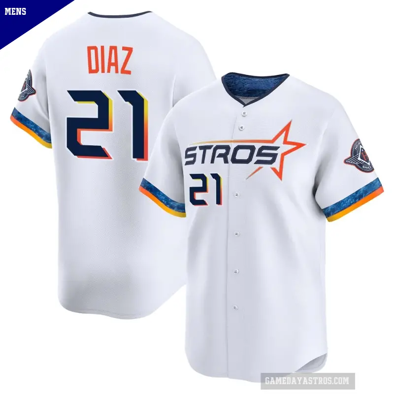 Men's No.21 Yainer Diaz Houston Astros White Limited 2025 City Connect Jersey