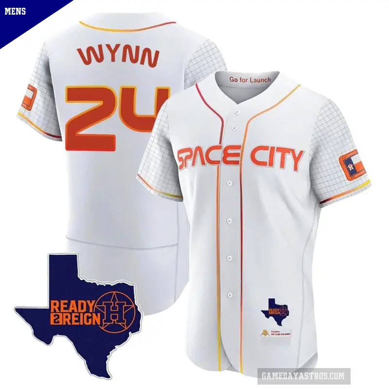 Men's No.24 Jimmy Wynn Houston Astros White Authentic 2023 Space City Ready 2 Reign Flex Base Jersey