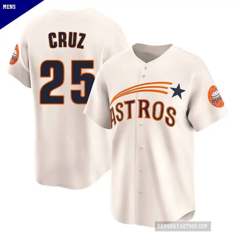 Men's No.25 Jose Cruz Jr. Houston Astros Cream Limited Throwback Cooperstown Collection Jersey