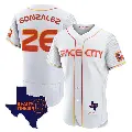 Men's No.26 Luis Gonzalez Houston Astros White Authentic 2023 Space City Ready 2 Reign Flex Base Jersey