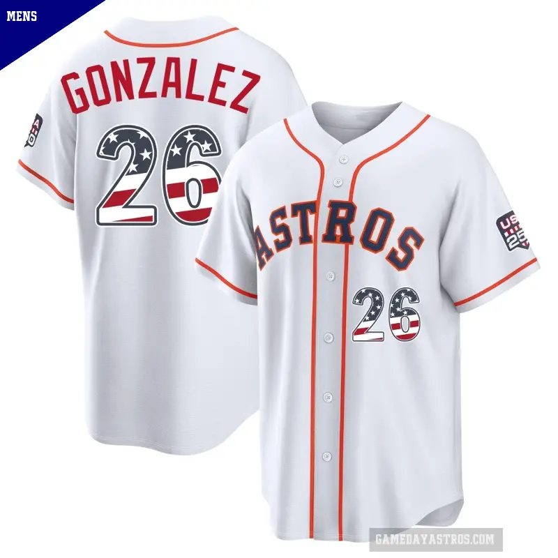 Men's No.26 Luis Gonzalez Houston Astros White Limited USA 250 Fourth Of July Home Stadium Jersey