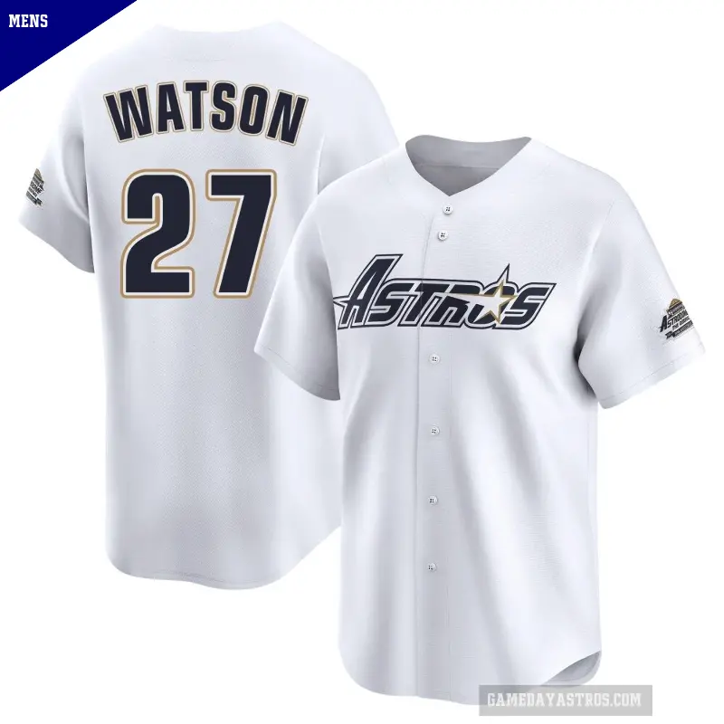 Men's No.27 Bob Watson Houston Astros White Limited Throwback Cooperstown Collection Jersey
