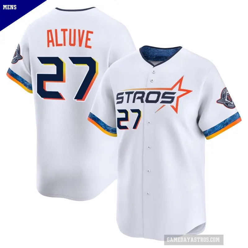 Men's No.27 Jose Altuve Houston Astros White Limited 2025 City Connect Jersey