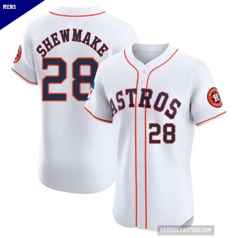 Men's No.28 Braden Shewmake Houston Astros White Elite Home Patch Jersey