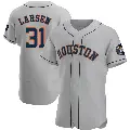 Men's No.31 Don Larsen Houston Astros Gray Authentic Road Jersey