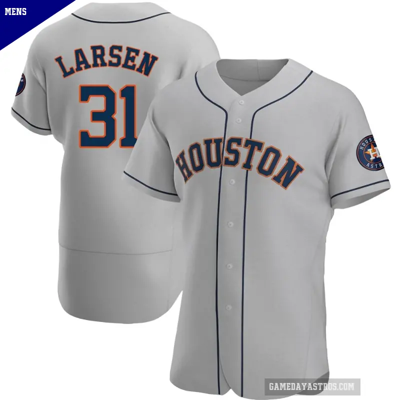 Men's No.31 Don Larsen Houston Astros Gray Authentic Road Jersey