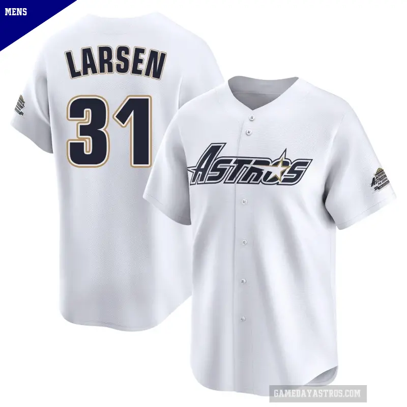 Men's No.31 Don Larsen Houston Astros White Limited Throwback Cooperstown Collection Jersey