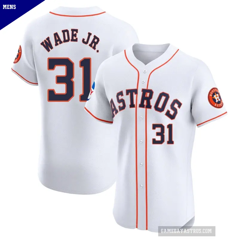 Men's No.31 LaMonte Wade Jr. Houston Astros White Elite Home Patch Jersey