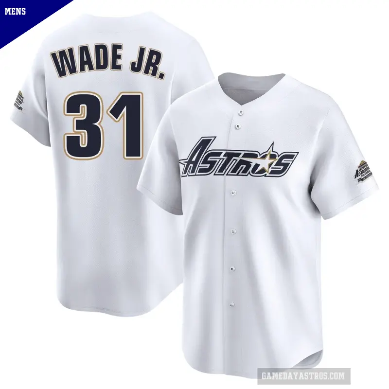 Men's No.31 LaMonte Wade Jr. Houston Astros White Limited Throwback Cooperstown Collection Jersey