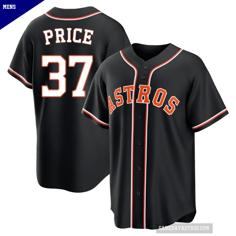 Men's No.37 Collin Price Houston Astros Black Replica Fashion Out Jersey