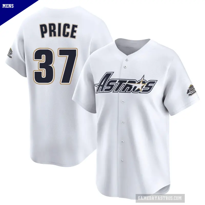 Men's No.37 Collin Price Houston Astros White Limited Throwback Cooperstown Collection Jersey