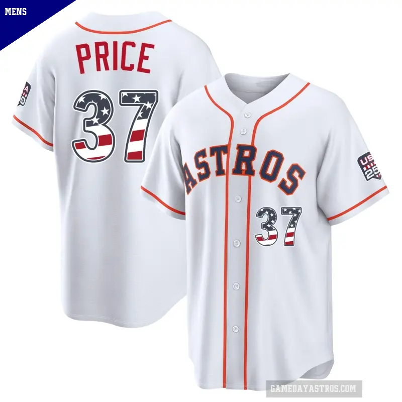 Men's No.37 Collin Price Houston Astros White Limited USA 250 Fourth Of July Home Stadium Jersey