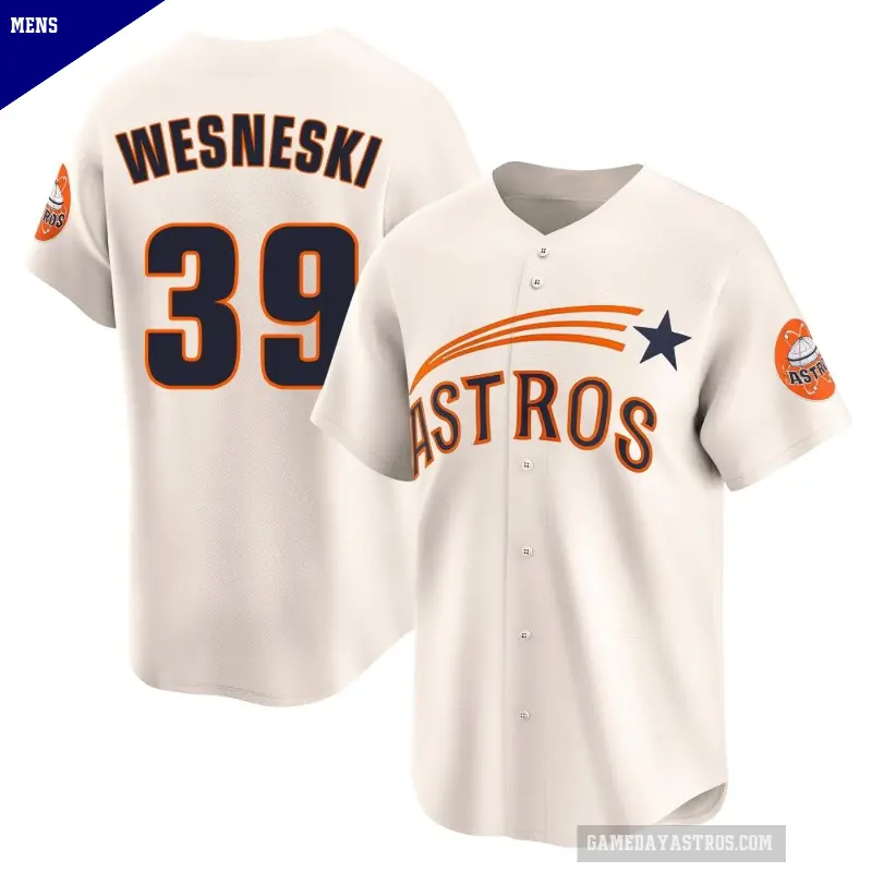 Men's No.39 Hayden Wesneski Houston Astros Cream Limited Throwback Cooperstown Collection Jersey