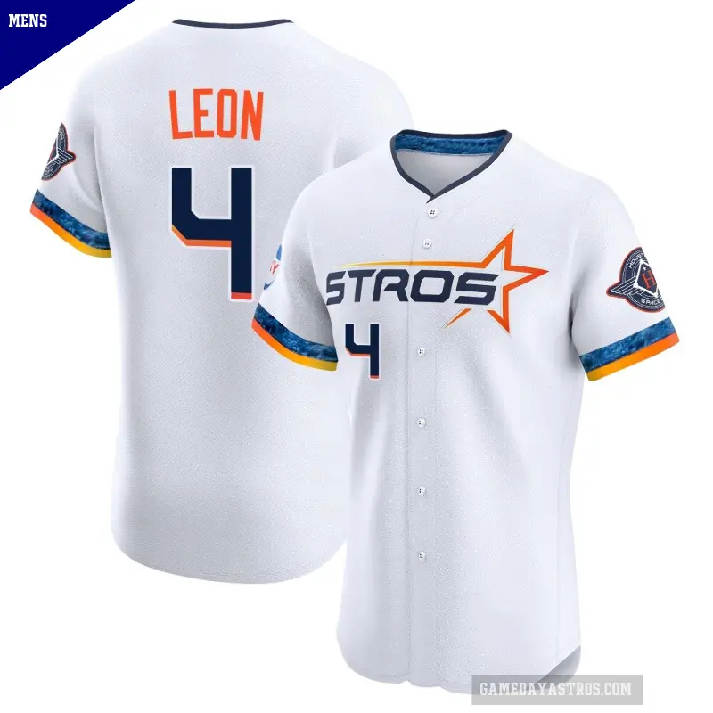 Men's No.4 Pedro Leon Houston Astros White Elite 2025 City Connect Jersey