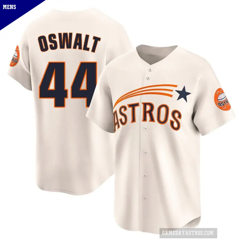 Men's No.44 Roy Oswalt Houston Astros Cream Limited Throwback Cooperstown Collection Jersey