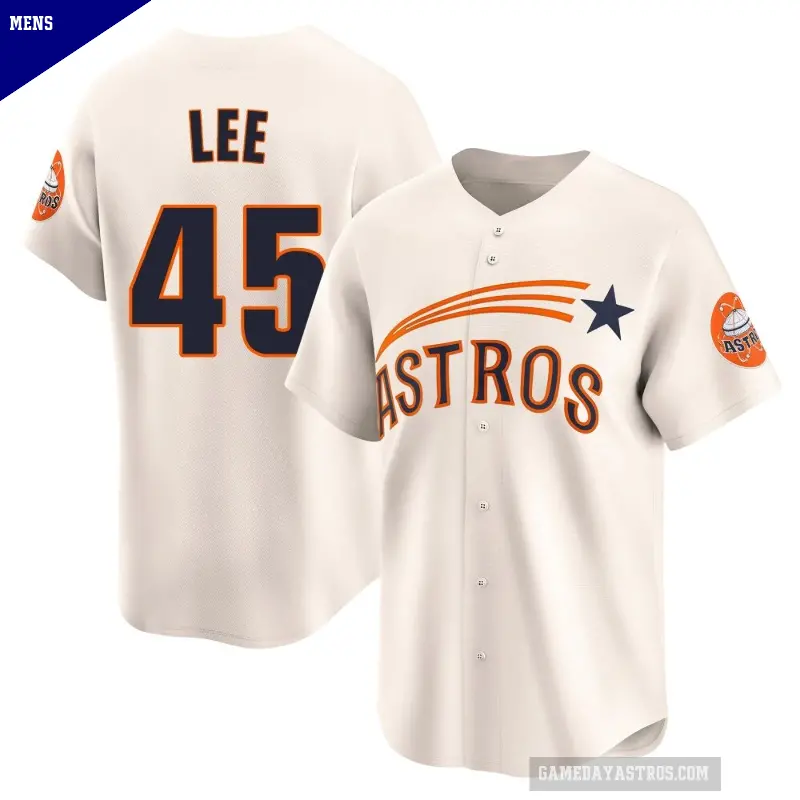 Men's No.45 Carlos Lee Houston Astros Cream Limited Throwback Cooperstown Collection Jersey