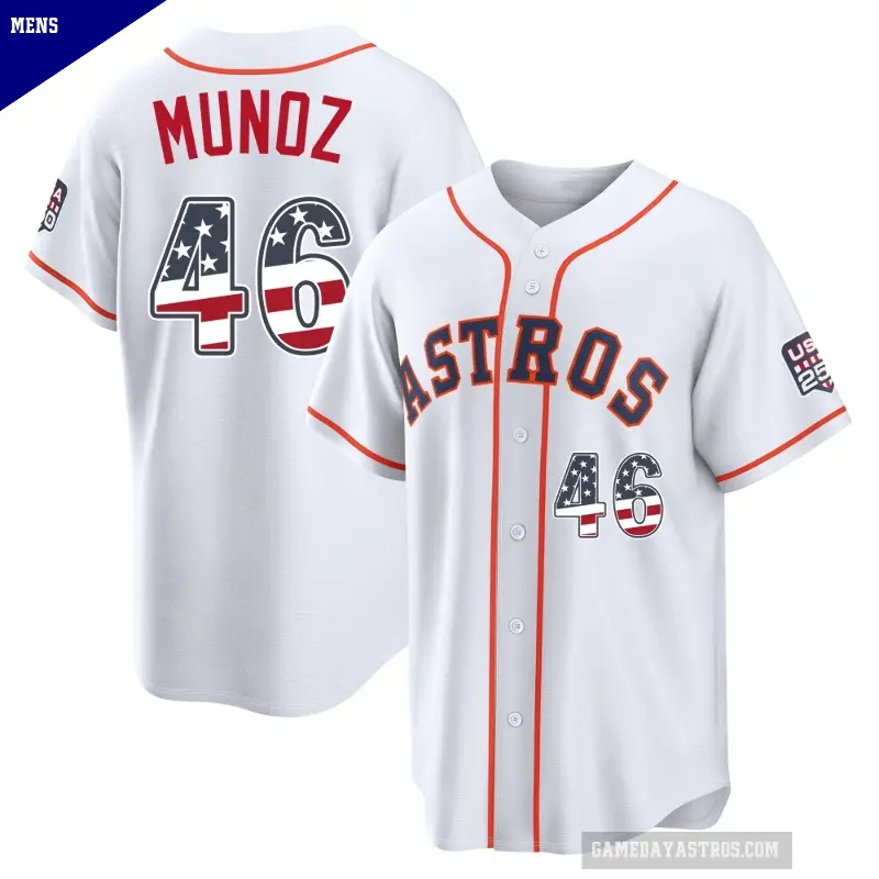 Men's No.46 Roddery Munoz Houston Astros White Limited USA 250 Fourth Of July Home Stadium Jersey