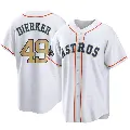 Men's No.49 Larry Dierker Houston Astros Gold Replica White 2023 Collection Jersey