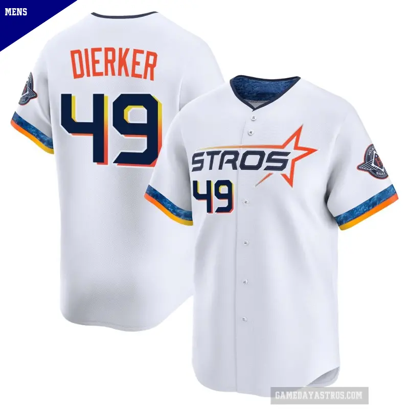 Men's No.49 Larry Dierker Houston Astros White Limited 2025 City Connect Jersey