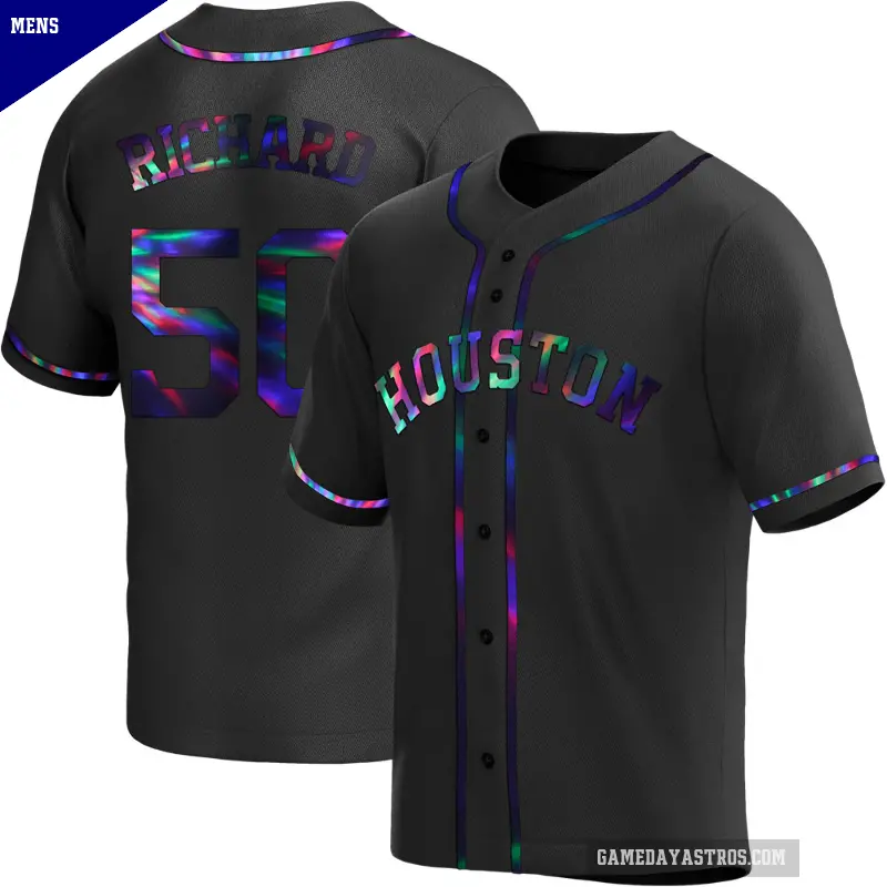 Men's No.50 J.R. Richard Houston Astros Black Replica Holographic Alternate Jersey