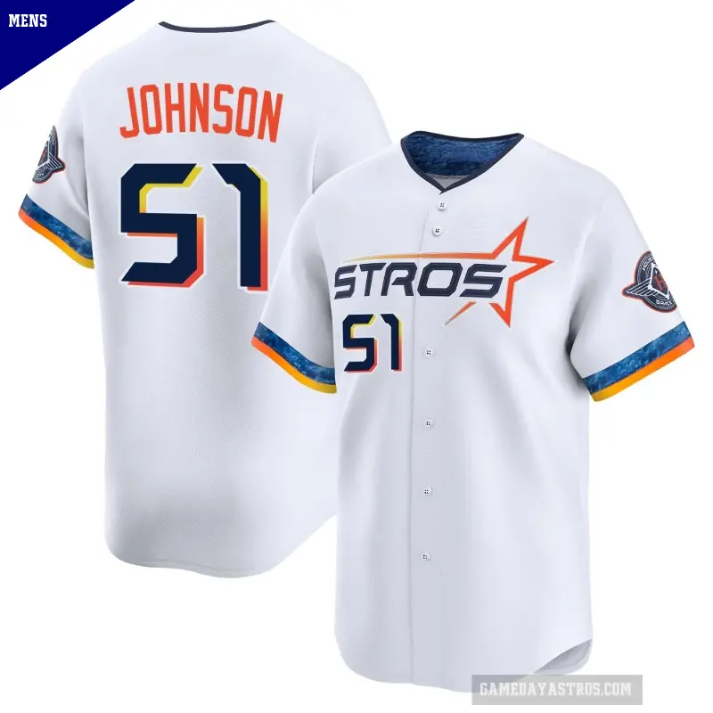 Men's No.51 Randy Johnson Houston Astros White Limited 2025 City Connect Jersey