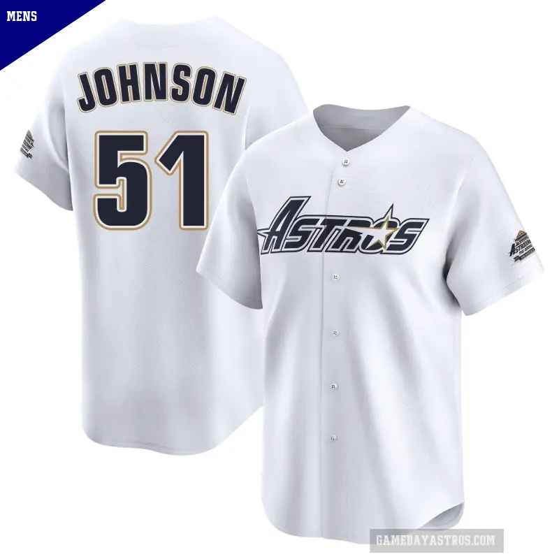 Men's No.51 Randy Johnson Houston Astros White Limited Throwback Cooperstown Collection Jersey