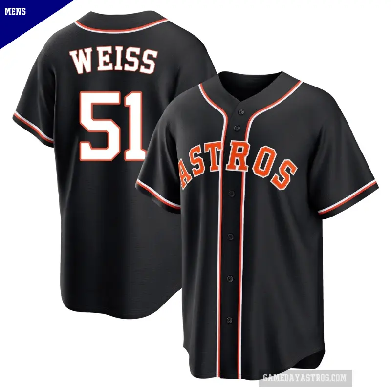 Men's No.51 Ryan Weiss Houston Astros Black Replica Fashion Out Jersey