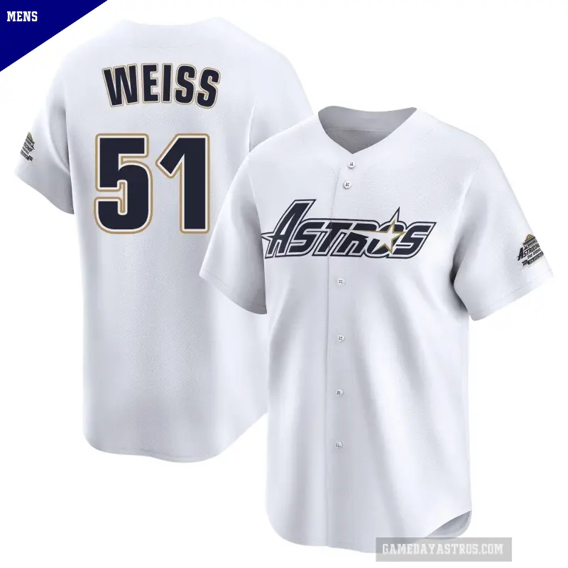 Men's No.51 Ryan Weiss Houston Astros White Limited Throwback Cooperstown Collection Jersey